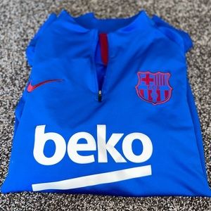 Nike FC Barcelona Long Sleeve Jersey Blue BEKO Large EUC